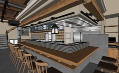 オープンキッチン目の前　臨場感溢れるカウンター席