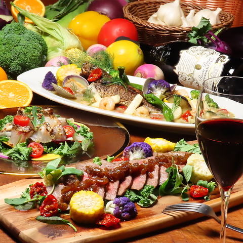 国産鮮魚と国産野菜がメインのイタリアン。ワイン充実。デートや女子会、記念日に。