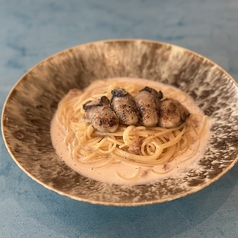 牡蠣と梅肉のクリームソース
