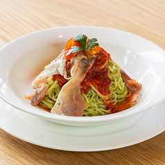 【夏限定】トマトとバジルの冷製パスタ ~生ハム添え~