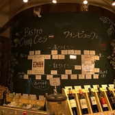 黒板にはワインの味わいをグラフで表記しています。選ぶ際の参考にしてください。