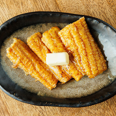 とうもろこしの天ぷら 甘辛ダレとバター