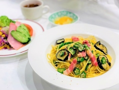 Dランチ【ベーコン・ナス・オクラのペペロンチーノ】