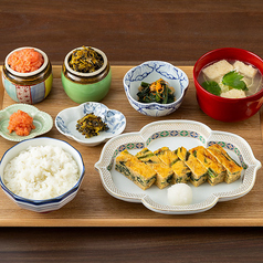 野菜とキノコたっぷり糸島産たまご焼き朝定食