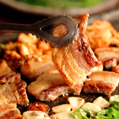 李朝園のサムギョプサルは、赤ワインをベースに、香味野菜や果物などをブレンドした特製のつけだれに漬け込んだ豚肉を使用しています。肉の旨みを引き出し、やわらかでコクのある味わいに仕上げた美味しいお肉をご堪能ください。（名谷/神戸/韓国料理/女子会/居酒屋）