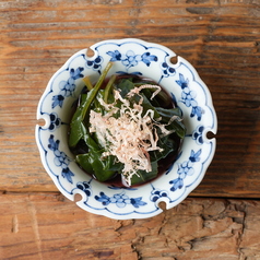 金沢豆富の油揚げと金時草のおひたし