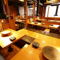 30～52名まで貸切可能な店内は団体様の宴会可能