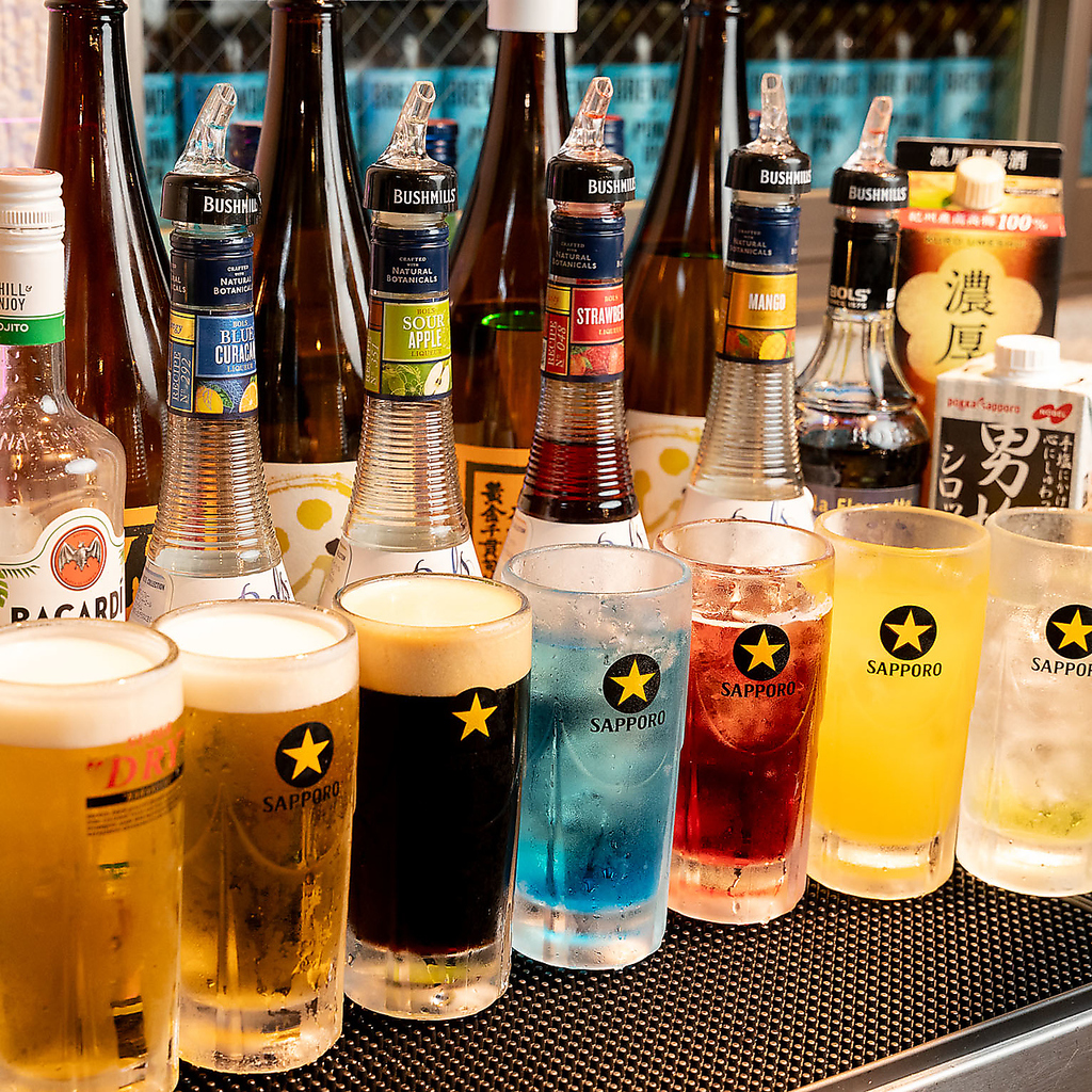 飲み放題のドリンクメニューは約２０種類♪組み合わせ次第でもっと沢山のドリンクをお楽しみ頂けます