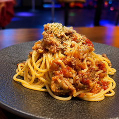 豚のラグーソースパスタの写真