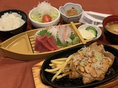 トンテキと刺身の定食