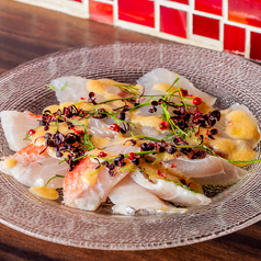 鮮魚のカルパッチョ 写楽と白味噌のヌタソース