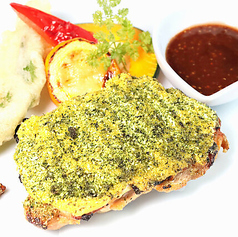 ● 地鶏の香草パン粉焼き ～赤ワインとマスタードのソース～