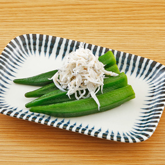 オクラのおひたししらすのせ/鶏皮ポン酢/麻辣鶏きゅう 各