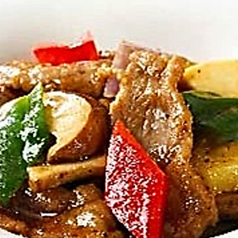 牛肉薄切りの黒胡椒炒め