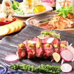 熟成ヒレサイコロステーキと瀬戸内鮮魚の刺身盛りが愉しめる120分飲み放題付き全11品4500円！！