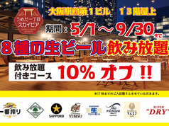 4大メーカーの生ビール8種類を一度に楽しむ贅沢体験