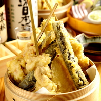 名物！’米油100％で揚げる’サクサク軽い天ぷら！