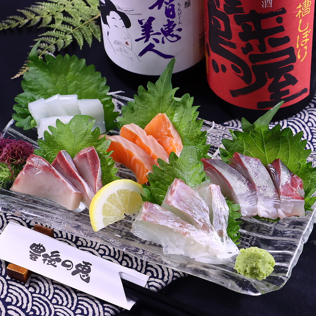 大分の豊な海で獲れたお魚の刺し盛り。お寿司屋さんの経験もある店主自ら目利きした新鮮なお魚が◎