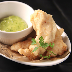 地鶏むね肉の唐揚げ バジルマヨソース、時々、赤ワイン塩