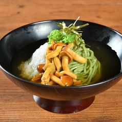 アサリ酒蒸し/抹茶そば