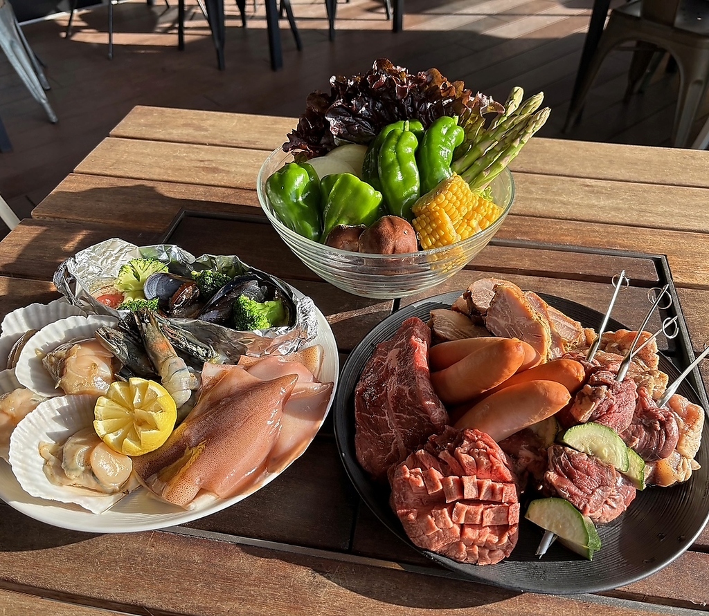 【テラス限定】BBQプラン4800円～！ご予約はお早めに！※写真はBBQ6800円プランです。