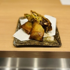 自家製なまこ酢/自家製あん肝(ポン酢、バター焼)/海老マヨ揚げ春巻き