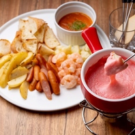 ピンクのチーズフォンデュ