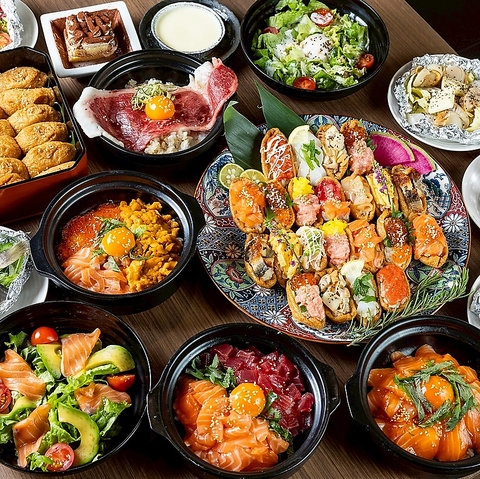 話題沸騰中！海鮮いなりが食べ放題になって登場！　海鮮いなり食べ放題3980円（税込）