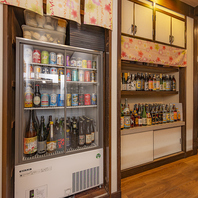 各種お酒を豊富にご用意！ボトルキープも可能！