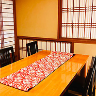 椅子席や掘りごたつも完備。用途で選べる上質な完全個室