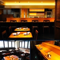 デートや接待にオススメの落ち着いた店内です。