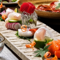 お客様の好みと、その日のおすすめの鮮魚を盛り付けます