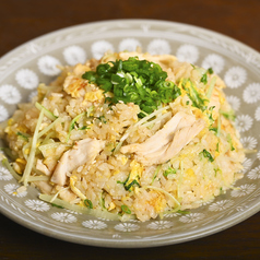 蒸し鶏と水菜のチャーハン
