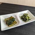料理メニュー写真 自家製野沢菜と葉わさびの漬物盛り合わせ
