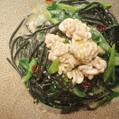 たら白子と九条ネギのペペロンチーノ