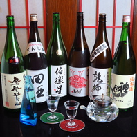 豊富にご用意した、日本酒・焼酎の数々。