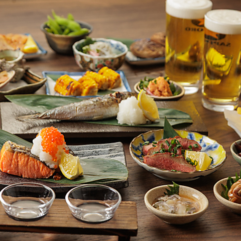 露天神社（お初天神）近く！本格炉端焼きと土鍋ご飯のお店♪食べ飲み放題コースあり！