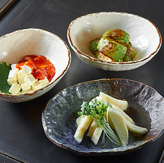 ポテトサラダ/クリームチーズのチャンジャ和え/山芋のわさび漬け