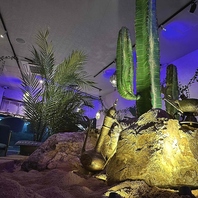 シーシャエリアはチルをテーマにした非日常空間