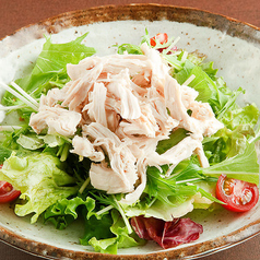 蒸し鶏と水菜のサラダ