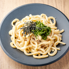 バター醤油と大葉としらすの焼うどん