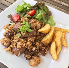 OZステーキライス(サラダ・ポテト付)Aussie Beef steak Rice with Patatos