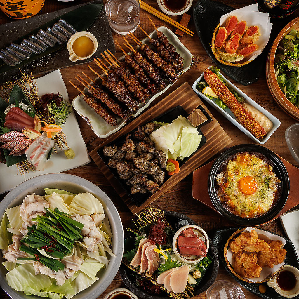 米子 肉 宴会 個室 飲み放題 貸切 日本酒 もつ鍋 接待 餃子 馬刺し 九州料理 忘年会 新年会 歓送迎会