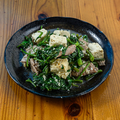豚肉と青菜の島豆腐にんにく炒め