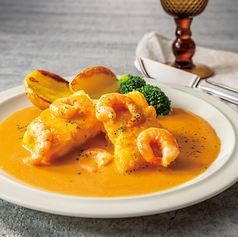 白身魚のグリル エビクリームソース