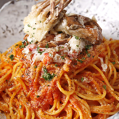 ズワイガニとブロッコリーのトマトクリームパスタ