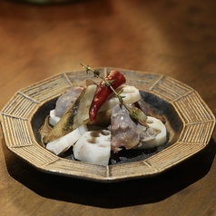 季節野菜と砂ずりのコンフィ