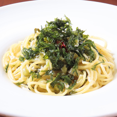 野沢菜漬けとシラスのペペロンチーノ