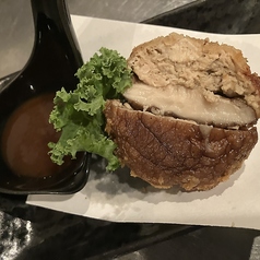 椎茸の豚メンチカツかぼす味噌添え