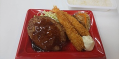 ハンバーグと海老フライ弁当